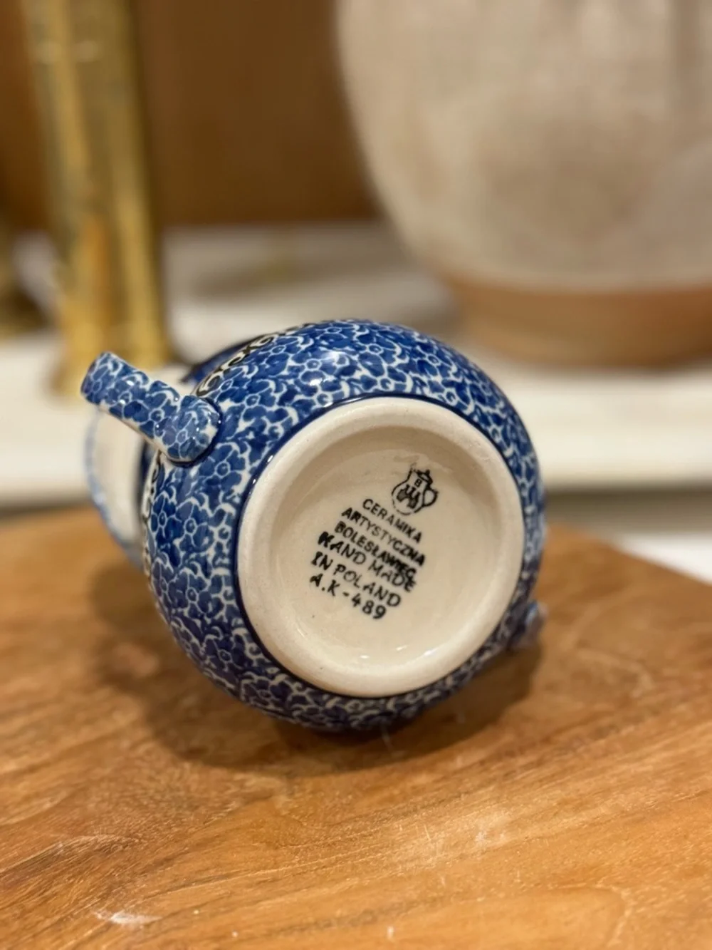 Hand Made in Poland Polish Pottery/ Sugar Bowl, 7 oz -